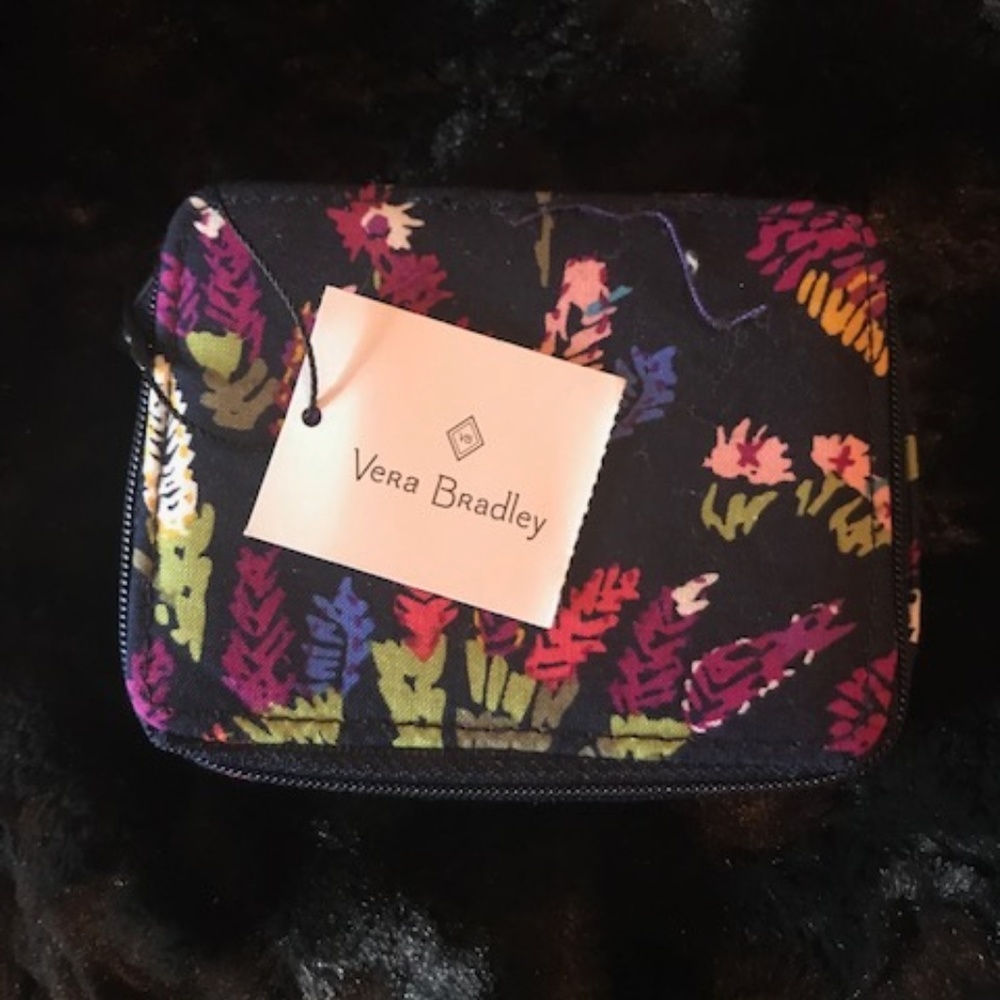 Vera Bradley Travel Pillcase Midnight Wildflowers